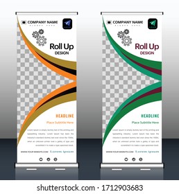 Vector modern roll Up Banner stand design for business, finance. Brochure for exhibition, fair, show, fest.
