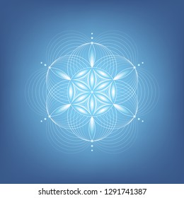 Vector modern sacred geometry mandala; Abstract shape based on ancient symbol "flower of life"; Molecule of clear water; Positive vibrations, yoga, meditation, relax.