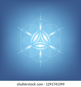 Vector modern sacred geometry mandala; Abstract shape based on ancient symbol "flower of life"; Molecule of clear water; Positive vibrations, yoga, meditation, relax.