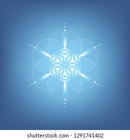 Vector modern sacred geometry mandala; Abstract shape based on ancient symbol "flower of life"; Molecule of clear water; Positive vibrations, yoga, meditation, relax.
