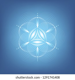 Vector modern sacred geometry mandala; Abstract shape based on ancient symbol "flower of life"; Molecule of clear water; Positive vibrations, yoga, meditation, relax.