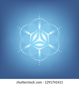 Vector modern sacred geometry mandala; Abstract shape based on ancient symbol "flower of life"; Molecule of clear water; Positive vibrations, yoga, meditation, relax.