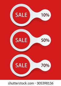 Vector modern sale discount set on red background