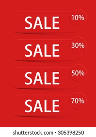 Vector modern sale discount set on red background