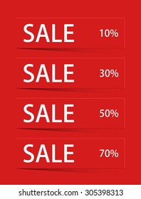 Vector modern sale discount set on red background