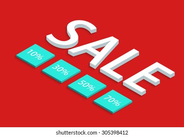 Vector modern sale discount set on red background