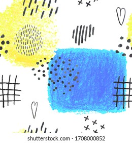 Vektorillustration Moderner, nahtloser Hintergrund mit bunten, handgezeichnet abstrakten Bleistiftpunkten, Doodles.  