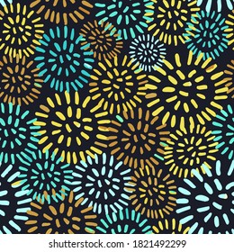 Vector modern seamless background with colorful hand drawn abstract round elements, doodles. Use it for wallpaper, textile print, pattern fills, web, texture, wrapping paper, design presentation