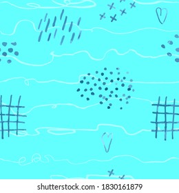 Vector modern seamless background with colorful hand drawn abstract lines, doodles. Use it for wallpaper, textile print, pattern fills, web, surface texture, wrapping paper, design of presentation