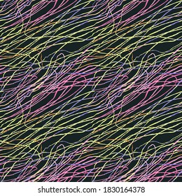 Vector modern seamless background with colorful hand drawn abstract lines, doodles. Use it for wallpaper, textile print, pattern fills, web, surface texture, wrapping paper, design of presentation
