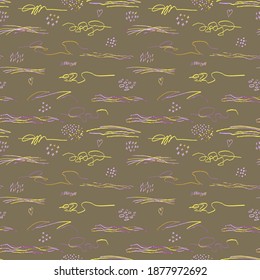 Vector modern seamless background with colorful hand drawn abstract lines, doodles. Use it for wallpaper, textile print, pattern fills, web, surface texture, wrapping paper, design of presentation