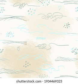 Vector modern seamless background with colorful hand drawn abstract pencil spots, doodles. Use it for wallpaper, textile print, pattern fills, surface texture, wrapping paper, design of presentation
