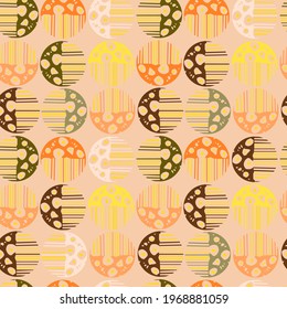 Vector modern seamless background with colorful hand drawn abstract round elements, doodles. Use it for wallpaper, textile print, pattern fills, web, texture, wrapping paper, design presentation