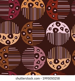 Moderner, nahtloser Hintergrund mit bunten, handgezeichnet abstrakten runden Elementen, Doodles. Verwenden Sie es für Tapeten, Stoffdruck, Musterfüllungen, Web, Textur, Packpapier, Design-Präsentation
