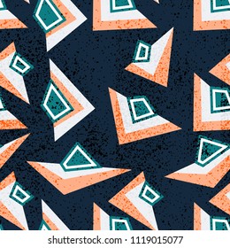 Vector modern seamless colorful geometry triangle pattern, color abstract geometric background, multicolored print, retro texture, hipster fashion design