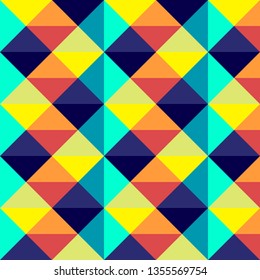 Vector modern seamless colorful geometry triangle pattern, color abstract geometric background for pillow multicolored print, retro texture, hipster fashion design