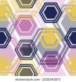 Vector modern seamless colorful geometry hexagon pattern.   Fresco for interior printing, Wallpapers. Mural art.