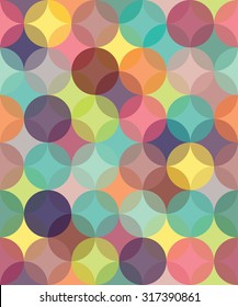 Vector modern seamless colorful geometry pattern circles overlapping, color abstract geometric background, wallpaper print, retro texture, hipster fashion design