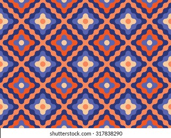 Vector modern seamless colorful geometry pattern flowers, color orange blue abstract geometric background, wallpaper print, retro texture, hipster fashion design