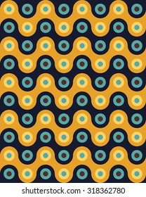 Vector modern seamless colorful geometry pattern overlapping circles, color blue yellow abstract geometric background, trendy multicolored print, retro texture, hipster fashion design