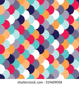 Vector modern seamless colorful geometry pattern overlapping circles, color abstract geometric background, trendy multicolored print, retro texture, hipster fashion design
