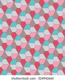 Vector modern seamless colorful geometry pattern, flowers pentagon, color abstract geometric background, trendy multicolored print, retro texture, hipster fashion design