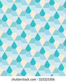 Vector modern seamless colorful geometry pattern, flowers pentagon, color blue abstract geometric background, trendy multicolored print, retro texture, hipster fashion design