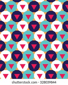 Vector modern seamless colorful geometry pattern triangle polygon, color blue pink abstract geometric background, trendy multicolored print, retro texture, hipster fashion design