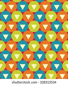 Vector modern seamless colorful geometry pattern triangle polygon, color green blue orange abstract geometric background, trendy multicolored print, retro texture, hipster fashion design