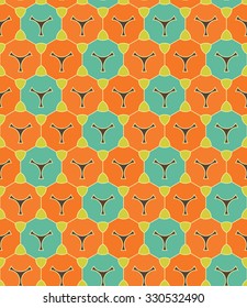 Vector modern seamless colorful geometry pattern, color orange blue, abstract geometric background, trendy multicolored print, retro texture, hipster fashion design