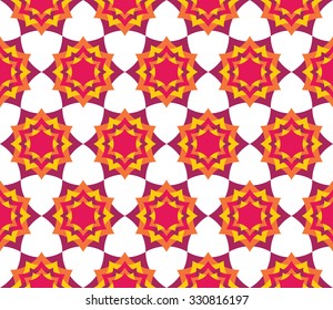Vector modern seamless colorful geometry petal flower mandala pattern, color abstract geometric background, trendy multicolored print, retro texture, hipster fashion design