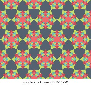Vector modern seamless colorful geometry petal flower mandala pattern, color abstract geometric background, trendy multicolored print, retro texture, hipster fashion design