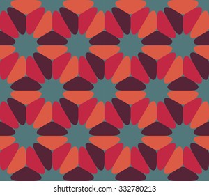 Vector modern seamless colorful geometry flower pattern, color abstract geometric background, trendy multicolored print, retro texture, hipster fashion design