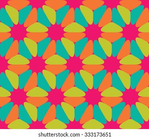Vector modern seamless colorful geometry flower pattern, color abstract geometric background, trendy multicolored print, retro texture, hipster fashion design