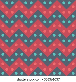 Vector modern seamless colorful geometry chevron lines pattern, color blue red, abstract geometric background, trendy multicolored print, retro texture, hipster fashion design