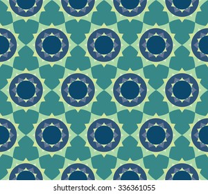 Vector modern seamless colorful geometry petal flower mandala pattern, color blue abstract geometric background, trendy multicolored print, retro texture, hipster fashion design