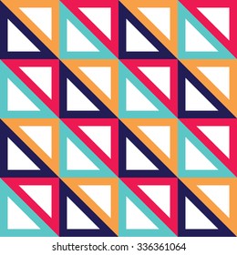 Vector modern seamless colorful geometry triangle pattern, color  abstract geometric background, trendy multicolored print, retro texture, hipster fashion design