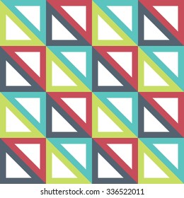 Vector modern seamless colorful geometry triangle pattern, color  abstract geometric background, trendy multicolored print, retro texture, hipster fashion design