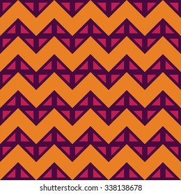 Vector modern seamless colorful geometry chevron lines pattern, color orange purple abstract geometric background, trendy multicolored print, retro texture, hipster fashion design