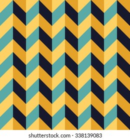 Vector modern seamless colorful geometry chevron lines pattern, color blue yellow abstract geometric background, trendy multicolored print, retro texture, hipster fashion design