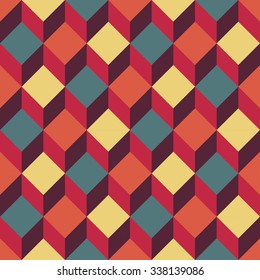 Vector modern seamless colorful geometry square pattern, color  abstract geometric background, trendy multicolored print, retro texture, hipster fashion design