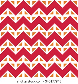 Vector modern seamless colorful geometry chevron lines pattern, color red white abstract geometric background, trendy multicolored print, retro texture, hipster fashion design