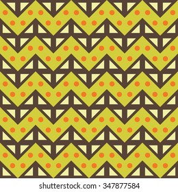 Vector modern seamless colorful geometry chevron lines pattern, color green brown, abstract geometric background, trendy multicolored print, retro texture, hipster fashion design