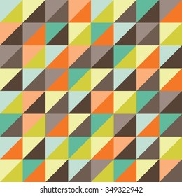 Vector modern seamless colorful geometry triangles pattern, color abstract geometric background, pillow multicolored print, retro texture, hipster fashion design