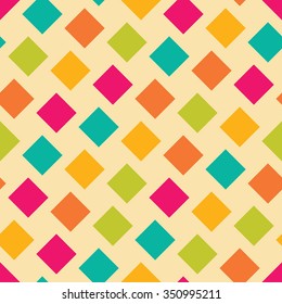 Vector modern seamless colorful geometry square pattern, color abstract geometric background, pillow multicolored print, retro texture, hipster fashion design