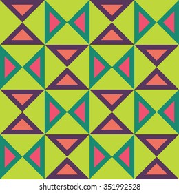 Vector modern seamless colorful geometry triangles pattern, color abstract geometric background, pillow multicolored print, retro texture, hipster fashion design