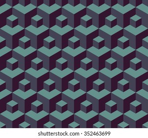 Vector modern seamless colorful geometry cube pattern, color abstract geometric background, pillow multicolored print, retro texture, hipster fashion design