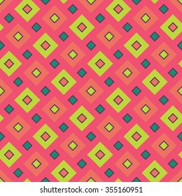 Vector modern seamless colorful geometry square pattern, color abstract geometric background, pillow multicolored print, retro texture, hipster fashion design