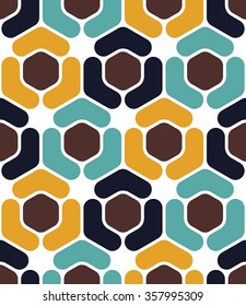 Vector modern seamless colorful geometry hexagon pattern, color abstract geometric background, pillow multicolored print, retro texture, hipster fashion design