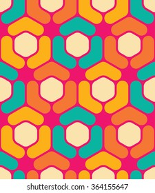 Vector modern seamless colorful geometry hexagon pattern, color abstract geometric background, pillow multicolored print, retro texture, hipster fashion design